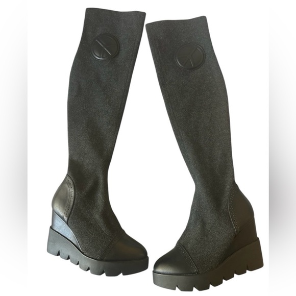 TALLIA Shoes - TALLIA Black Knee High Wedge Boots